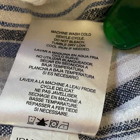 Linen Blue and White Striped JONES NEW YORK Signature button down blouse top XL - Picture 5 of 9